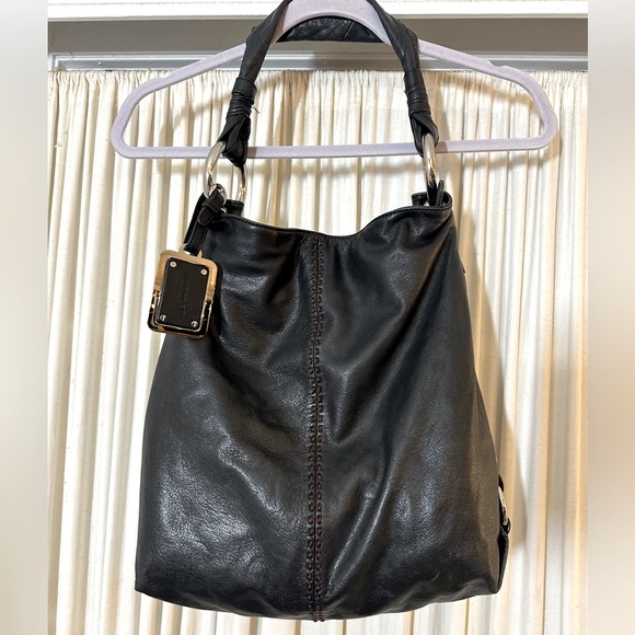 B. Makowsky Black Leather Bag - Picture 1 of 6